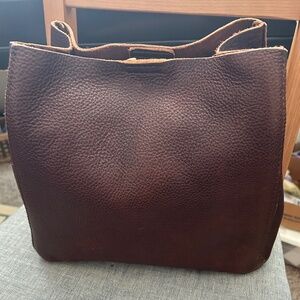 Portland leather goods coldbrew dark brown leather butterfly bucket crossbody